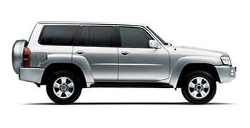 Sideview of silver Nissan Patrol Y61